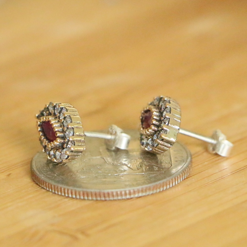 Sterling Silver jade & Cubic Zirconia Earrings - Picture 6 of 8